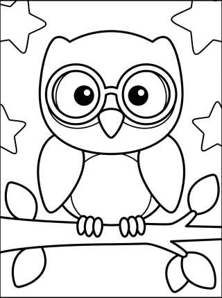 Desenho de Búho Tierno con Gafas para colorir e imprimir grátis
