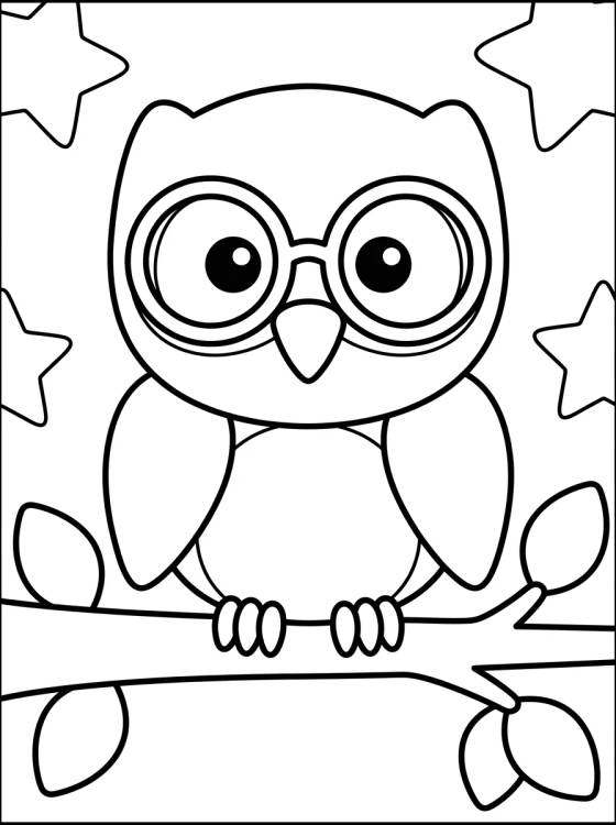 Desenho de Búho Tierno con Gafas para colorir e imprimir grátis