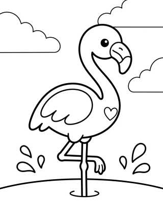 Desenho de Flamenco Lindo en la Laguna para colorir e imprimir grátis