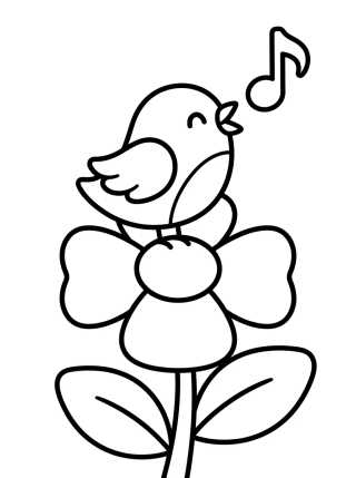 Desenho de Pajarito Cantando en Primavera para colorir e imprimir grátis