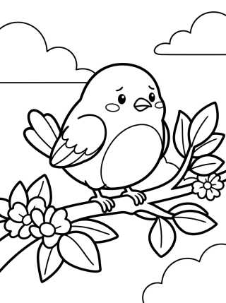 Desenho de Pajarito Cauteloso en la Rama para colorir e imprimir grátis