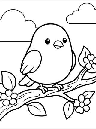 Desenho de Pajarito Tierno en la Rama para colorir e imprimir grátis