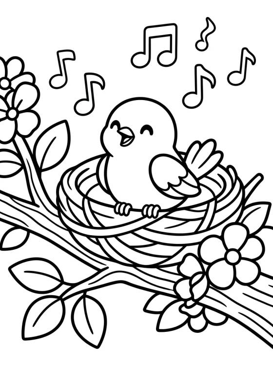 Desenho de Pajarito en el Nido para colorir e imprimir grátis