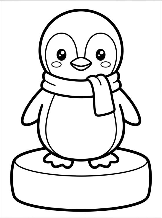 Desenho de Pingüino Bebé con Bufanda para colorir e imprimir grátis