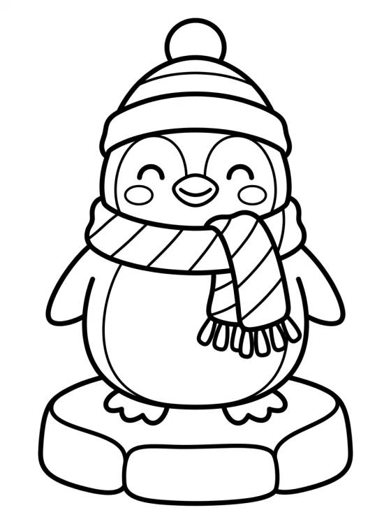Desenho de Pingüino con Bufanda para colorir e imprimir grátis