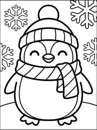 Desenho de Pingüino con Bufanda para colorir e imprimir grátis