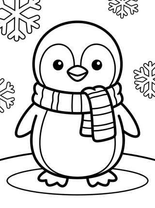 Desenho de Pingüino Tierno con Bufanda para colorir e imprimir grátis