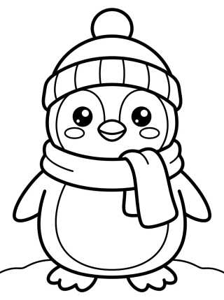 Desenho de Pingüino Lindo con Bufanda para colorir e imprimir grátis