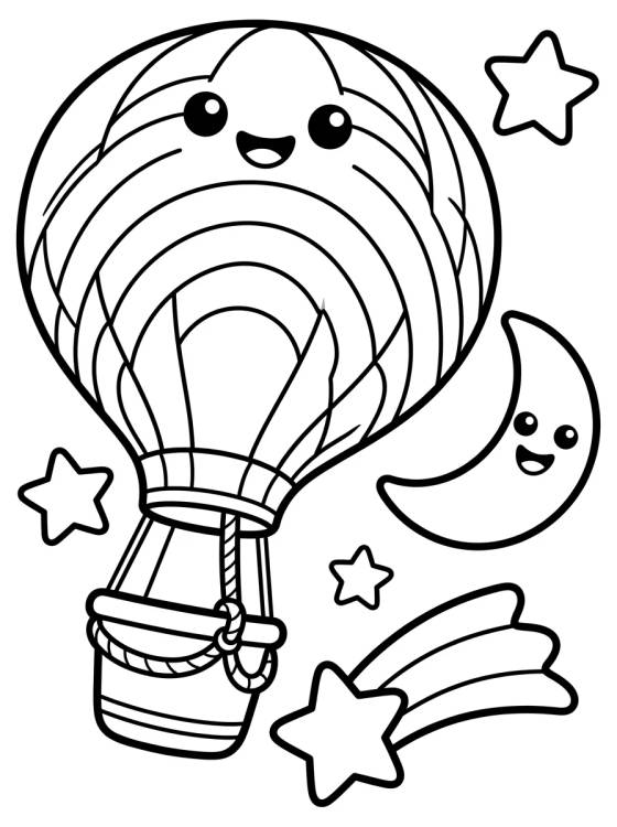 Desenho de Globo Arcoíris en el Cielo Estrellado para colorir e imprimir grátis