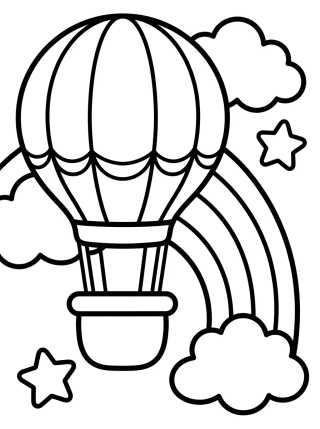 Desenho de Globo con Arcoíris y Estrellas para colorir e imprimir grátis