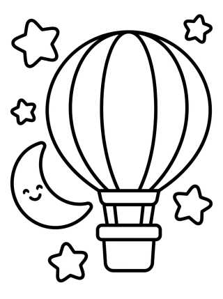 Desenho de Globo de las Estrellas y la Luna para colorir e imprimir grátis