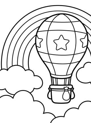 Desenho de Globo Aerostático con Arcoíris para colorir e imprimir grátis