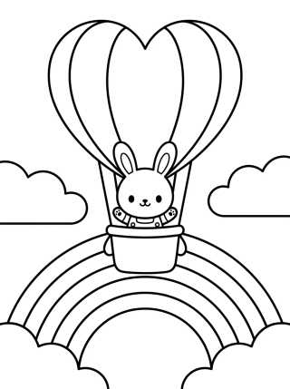 Desenho de Conejito con Globo de Corazón para colorir e imprimir grátis