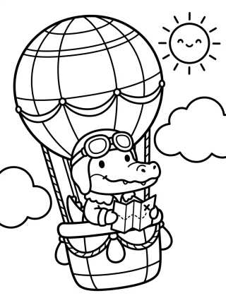 Desenho de Gatito Aviador en el Globo para colorir e imprimir grátis