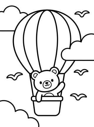 Desenho de Osito en Globo Aerostático en el Cielo para colorir e imprimir grátis