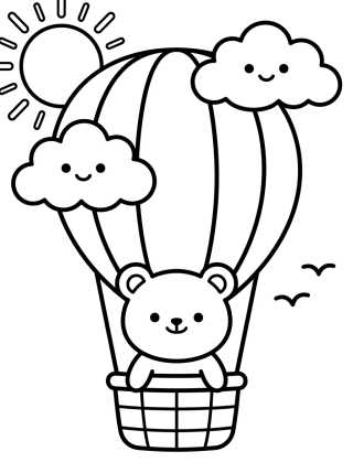 Desenho de Osito Tierno en Globo Aerostático para colorir e imprimir grátis