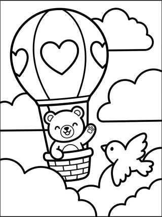 Desenho de Osito Tierno Viajando en Globo para colorir e imprimir grátis