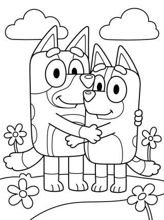 Desenho de Bandit y Chilli Abrazados en el Parque para colorir e imprimir grátis
