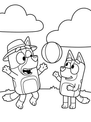 Desenho de Bandit y Chilli Jugando a la Pelota para colorir e imprimir grátis