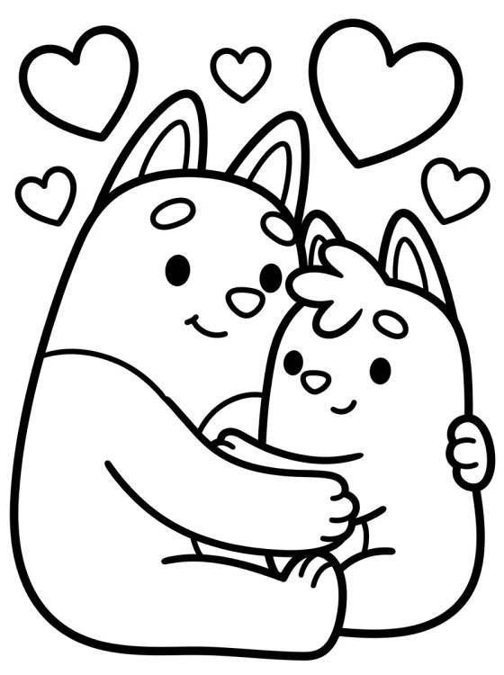 Desenho de Bandit e Chilli en un Abrazo Calentito para colorir e imprimir grátis