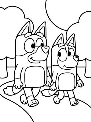 Desenho de Bandit y Chilli Paseando en el Parque para colorir e imprimir grátis