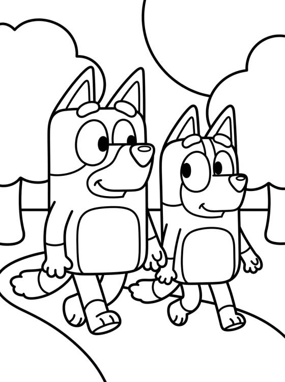 Desenho de Bandit y Chilli Paseando en el Parque para colorir e imprimir grátis