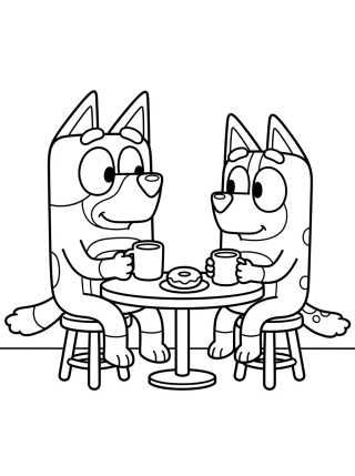 Desenho de Bandit y Chilli Tomando Café para colorir e imprimir grátis