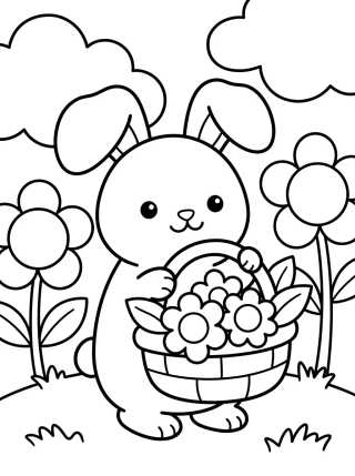 Desenho de Conejito entre las Flores para colorir e imprimir grátis