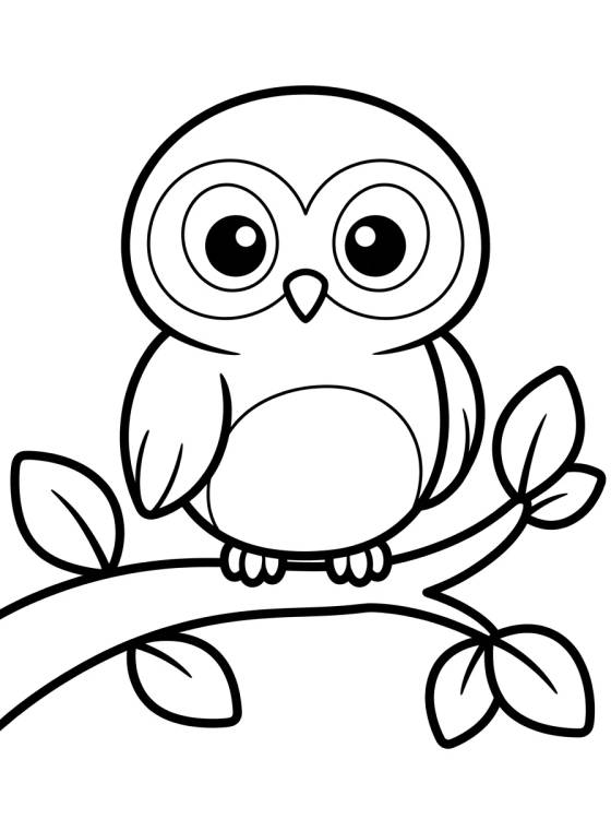 Desenho de Búho Bebé en la Rama para colorir e imprimir grátis