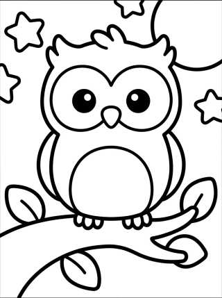Desenho de Búho Bebé en la Rama para colorir e imprimir grátis