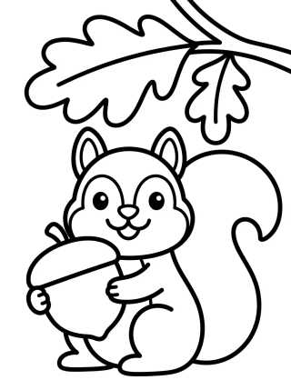 Desenho de Ardilla Sonriente con Nuez para colorir e imprimir grátis