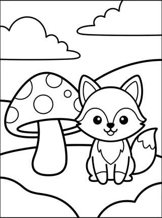 Desenho de Zorrito Lindo con Hongo para colorir e imprimir grátis