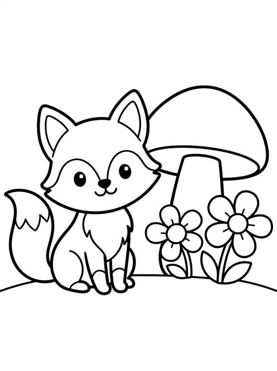 Desenho de Zorrito Tierno en el Bosque para colorir e imprimir grátis