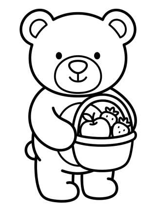 Desenho de Osito con Canasta de Frutas para colorir e imprimir grátis