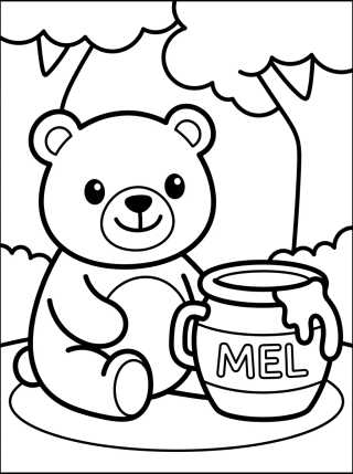 Desenho de Osito con Tarro de Miel para colorir e imprimir grátis