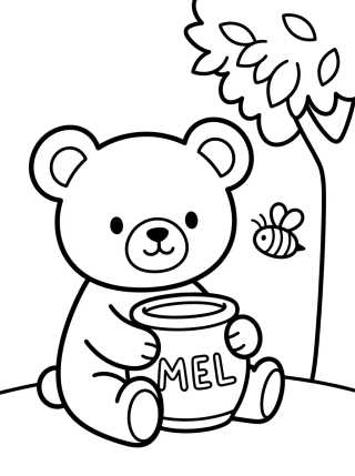 Desenho de Osito Comiendo Miel para colorir e imprimir grátis