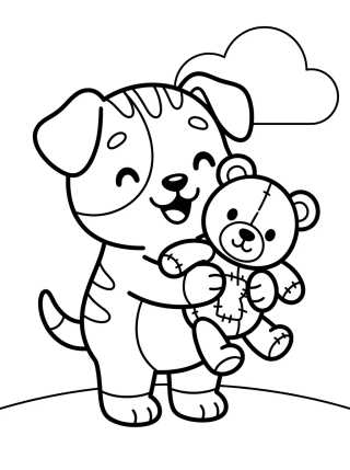 Desenho de Bingo con su Osito Floppy para colorir e imprimir grátis