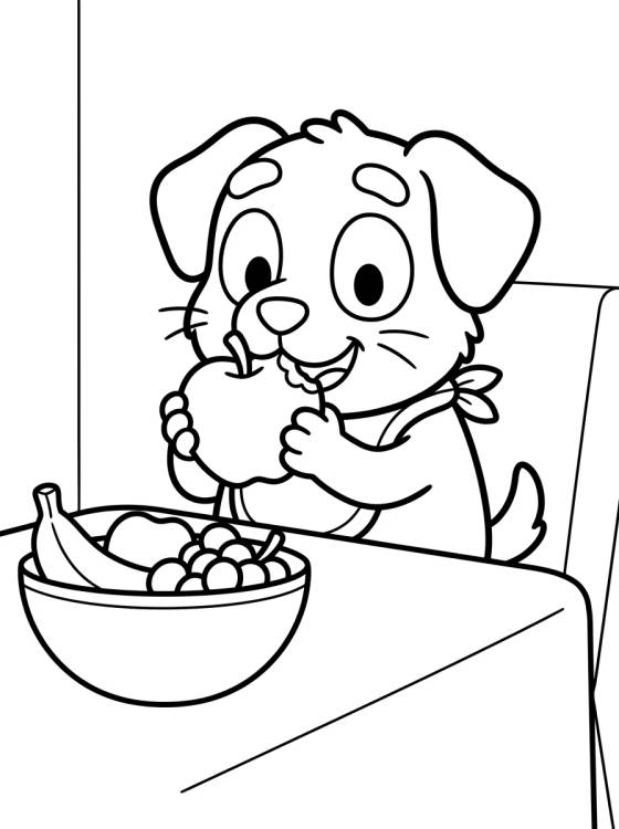 Desenho de Bingo Comiendo su Merienda para colorir e imprimir grátis