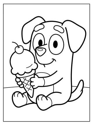 Desenho de Bingo Comiendo Helado para colorir e imprimir grátis