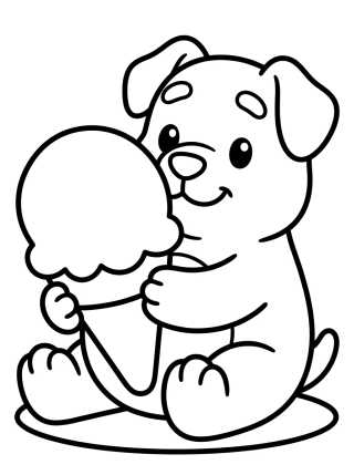 Desenho de Bingo Comiendo Helado para colorir e imprimir grátis