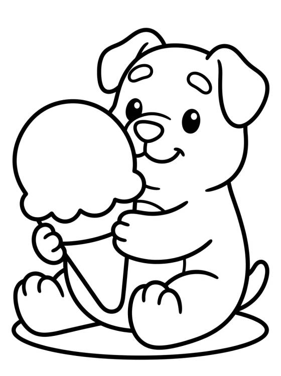 Desenho de Bingo Comiendo Helado para colorir e imprimir grátis