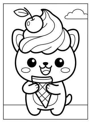 Desenho de Bingo Comiendo Helado para colorir e imprimir grátis