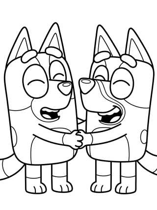 Desenho de Bingo y Bluey Jugando para colorir e imprimir grátis
