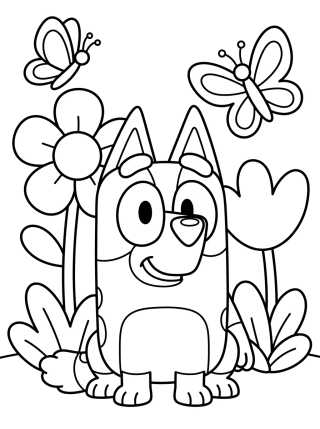 Desenho de Bingo Sonriendo en el Jardín para colorir e imprimir grátis