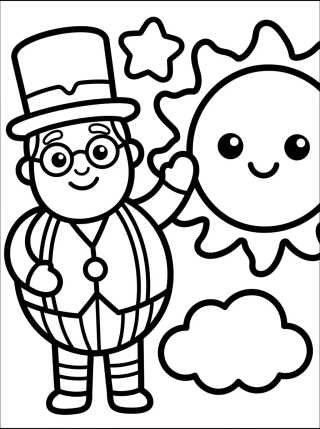 Desenho de Bita con Sol Sonriente para colorir e imprimir grátis
