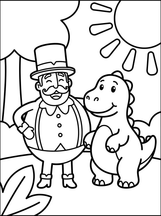 Desenho de Bita y el Dinosaurio Lindo para colorir e imprimir grátis