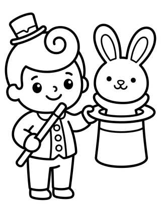 Desenho de Bita sacando un Conejo de la Chistera para colorir e imprimir grátis