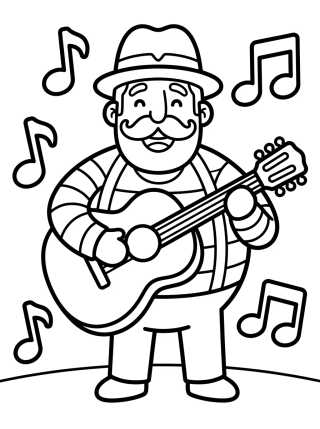 Desenho de Bita Tocando la Guitarra para colorir e imprimir grátis