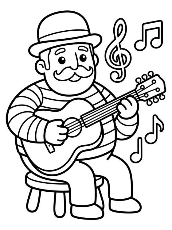 Desenho de Bita Tocando la Guitarra para colorir e imprimir grátis