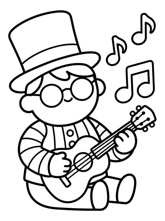 Desenho de Bita Tocando la Guitarra para colorir e imprimir grátis